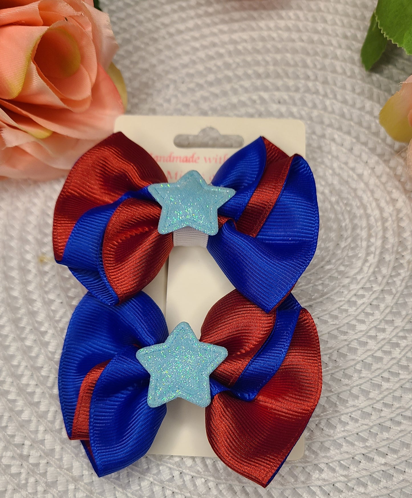 Red and Blue Small 2pk bow set