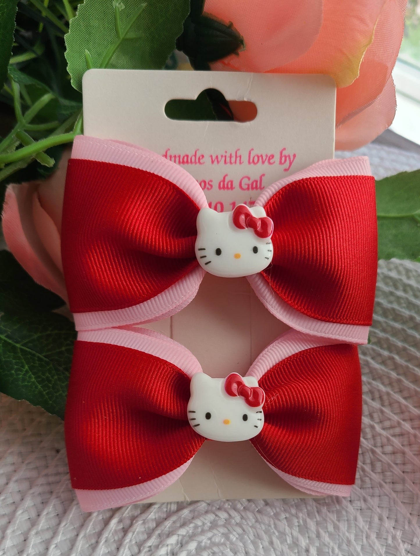 🎀 Hello Kitty Red & Pink Hair Bow Set