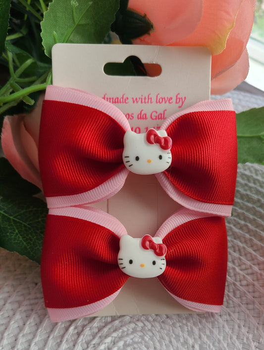 🎀 Hello Kitty Red & Pink Hair Bow Set
